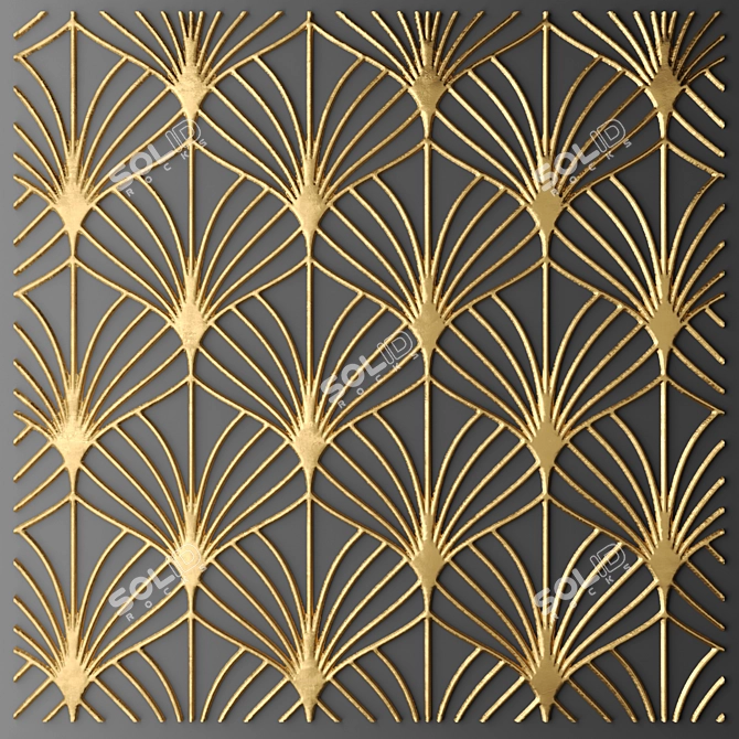 Luxury Golden Wall Panel 3D model image 1