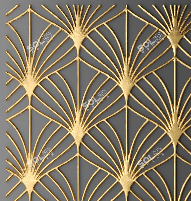 Luxury Golden Wall Panel 3D model image 3