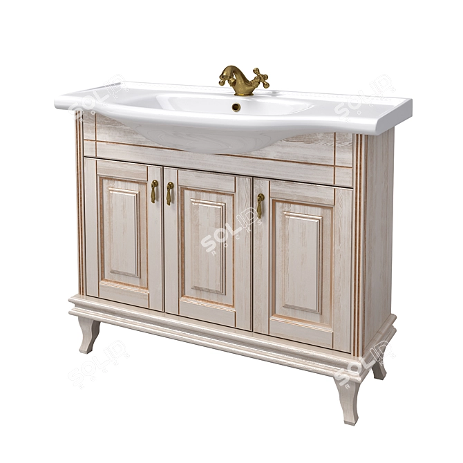 Elegant Wash Basin Cupboard 3D model image 1