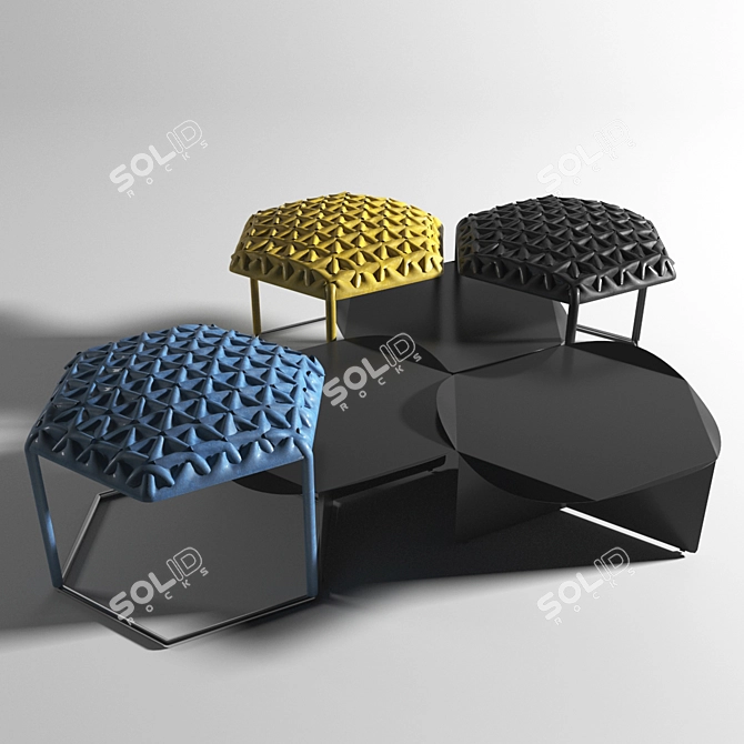 Modern Hive Benches and Tables 3D model image 1