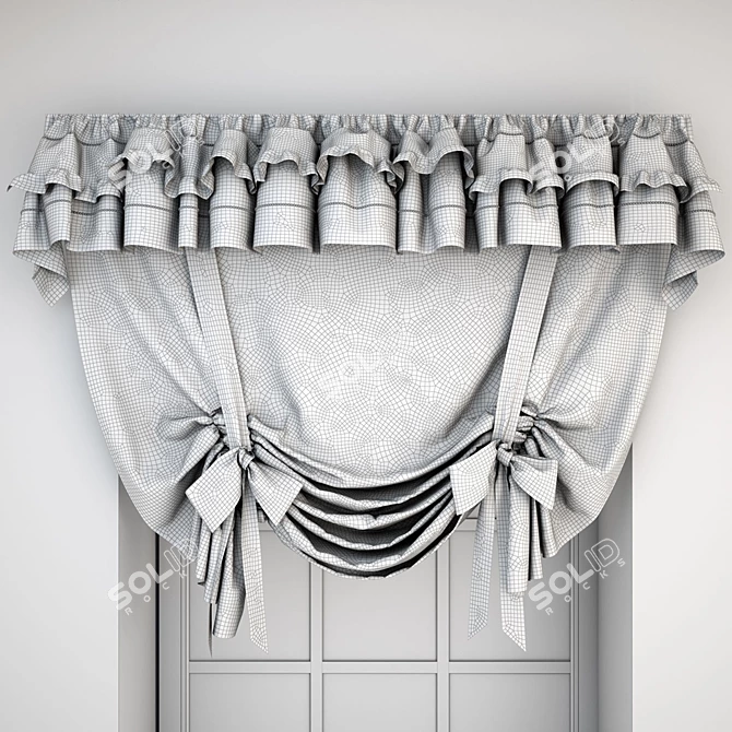 Vintage Pink Lace Curtain with Bows 3D model image 3