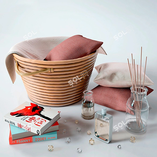 Rustic Wicker Basket Decor 3D model image 1