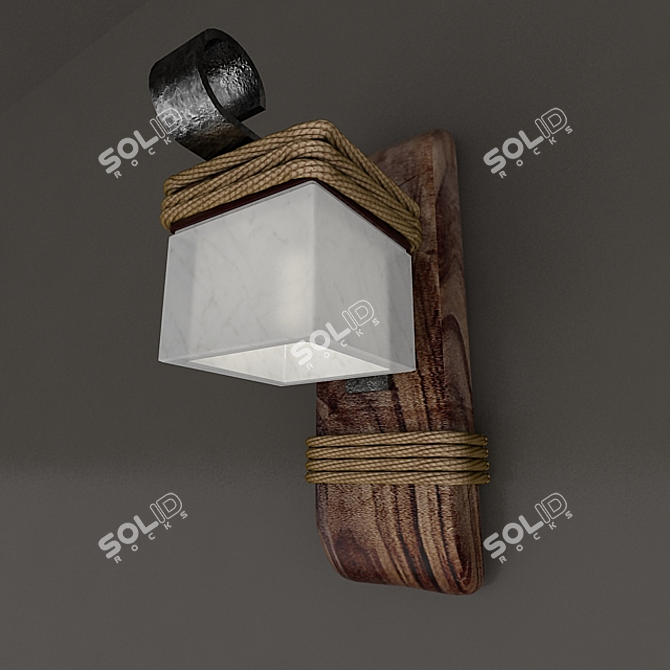 Rustic Wood Ceiling Light 3D model image 3