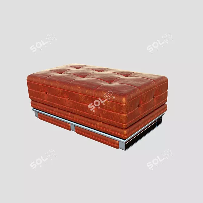 Vintage Leather Banquette 3D model image 1