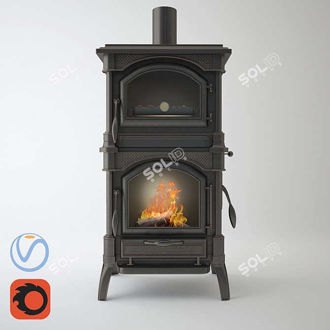 Vintage Hearth: Authentic Charm 3D model image 1