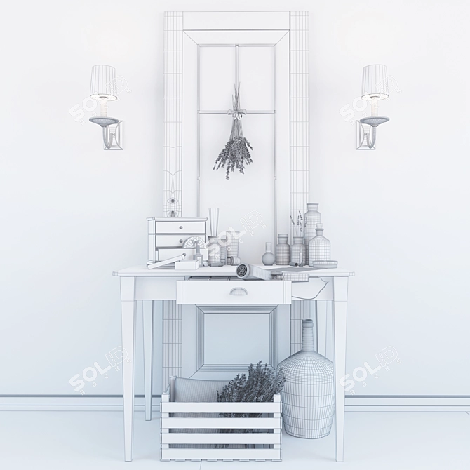 Elegant Vanity Set 3D model image 3