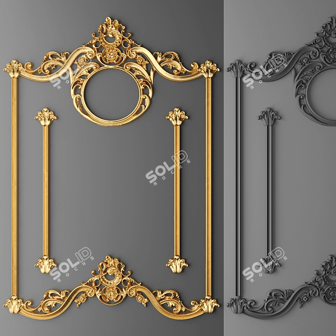 Baroque Gold Frame 3D model image 1