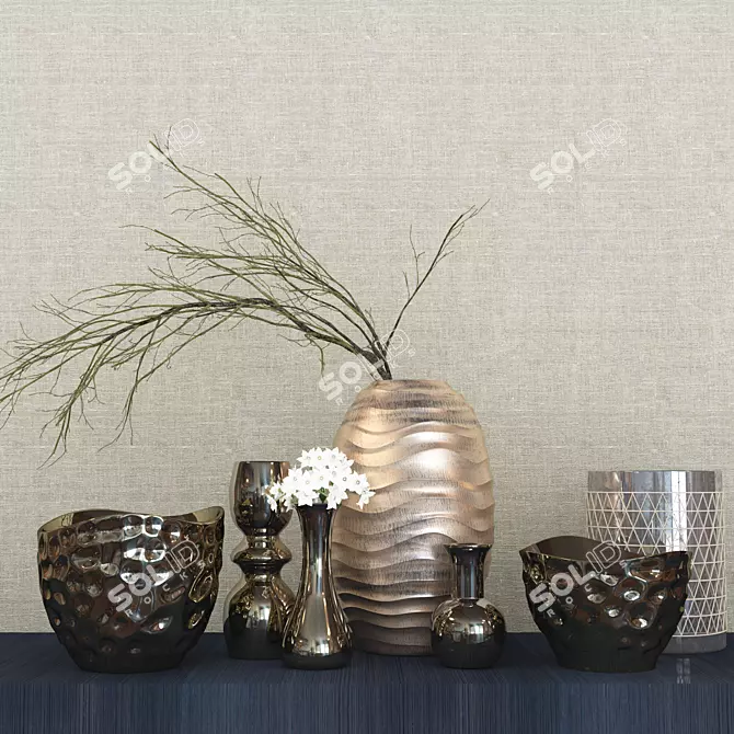 Kelly Hoppen Décor Set | Elegant Vase Composition 3D model image 1