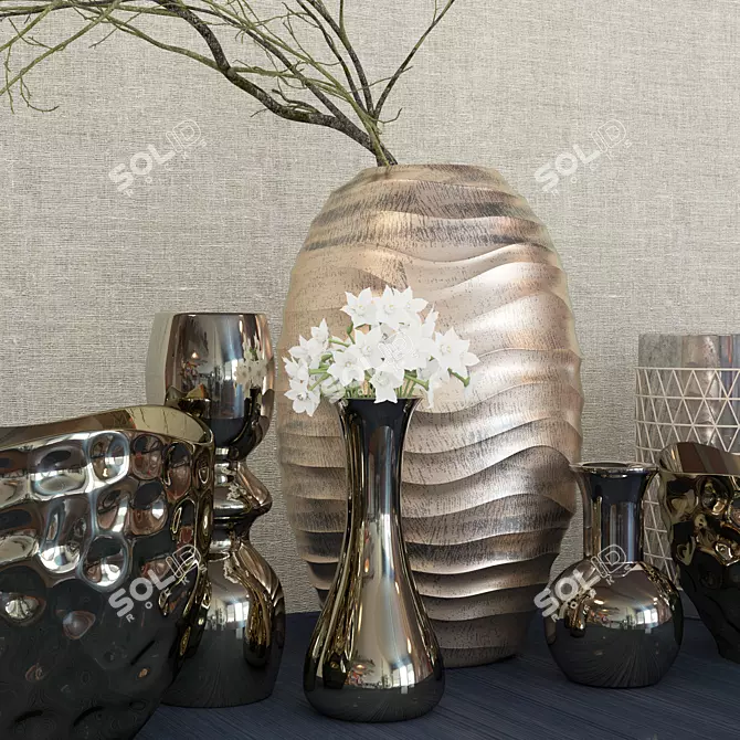 Kelly Hoppen Décor Set | Elegant Vase Composition 3D model image 2