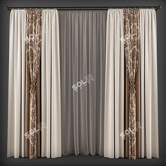 Classic Elegance Curtains 3D model image 1