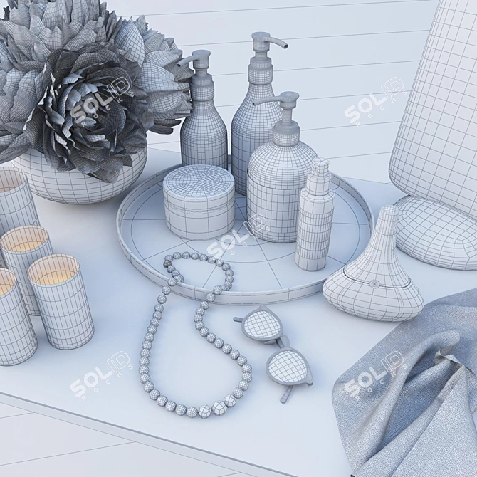 Elegant Vanity Table Decor 3D model image 3