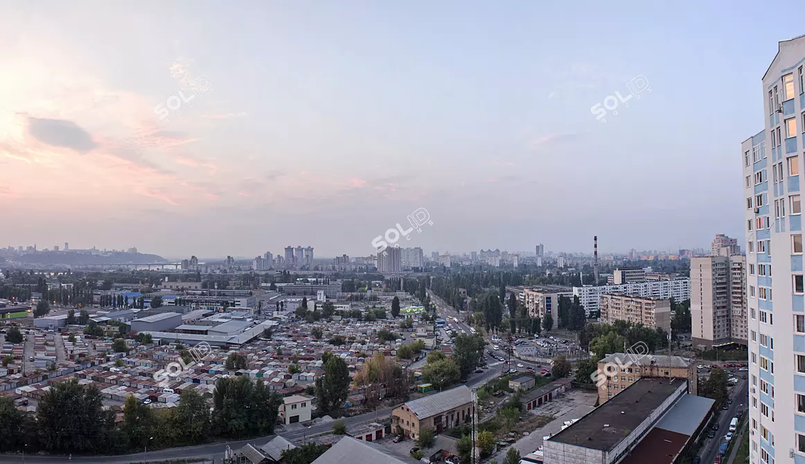 Kiev Skyline: Stunning Evening Panorama 3D model image 1