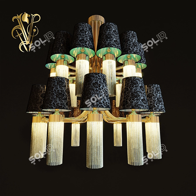 Elegant Golden Accent Chandelier 3D model image 1