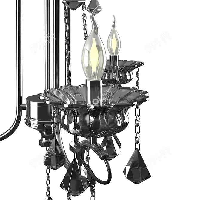 Modern Black Chrome Chandelier 3D model image 2