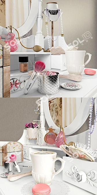 Romantic Shabby Chic Makeup Vanity 3D model image 3