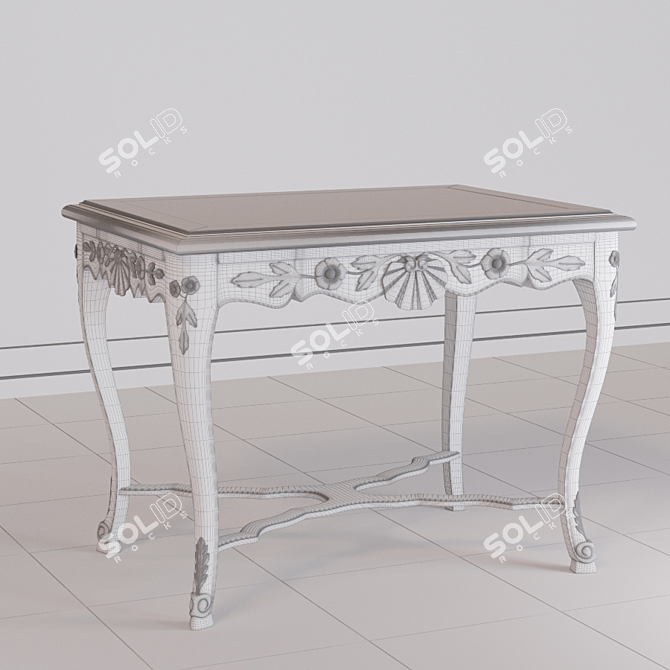 Elegant Golden Oak Carved Table 3D model image 3