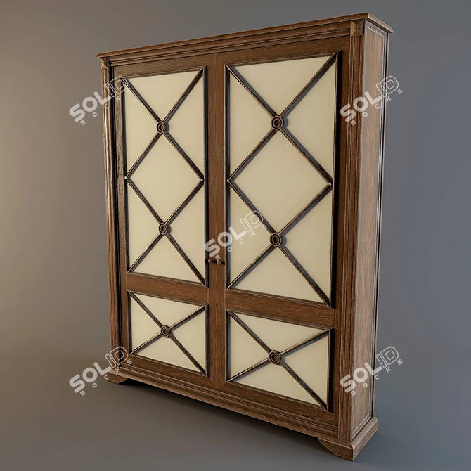 Modern Four-Door Cupboard 3D model image 1