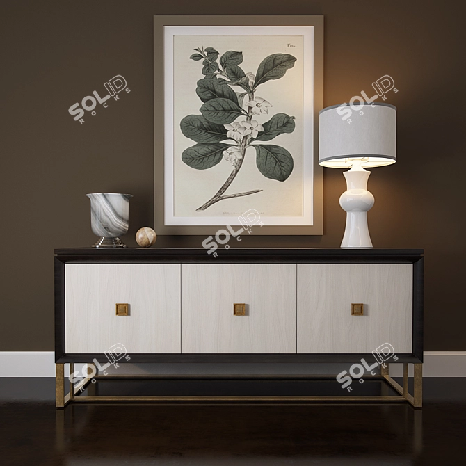 Elegant Dark Wood Buffet 3D model image 1