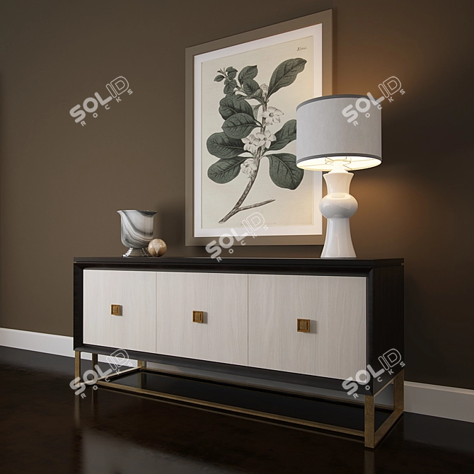 Elegant Dark Wood Buffet 3D model image 2