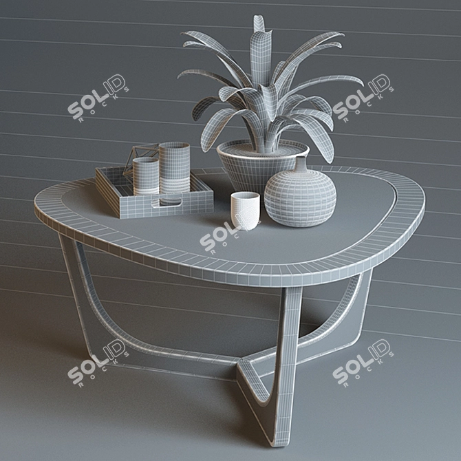 Retro Charm Walnut Coffee Table 3D model image 3