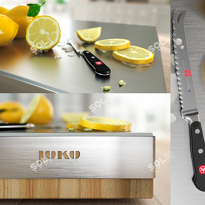 Fresh Lemon Chopping Board Set 3D model image 2