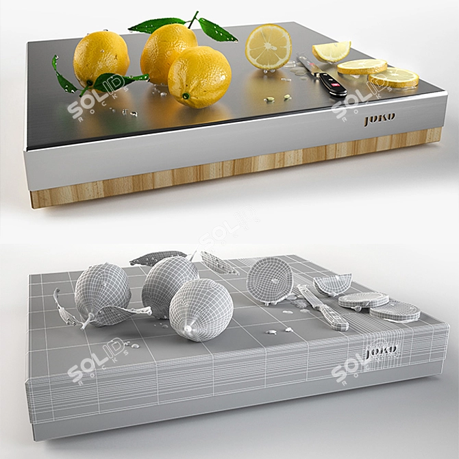 Fresh Lemon Chopping Board Set 3D model image 3