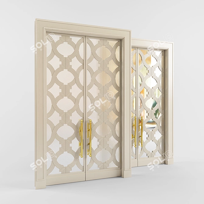 Elegant Glass and Mirror Door 3D model image 1