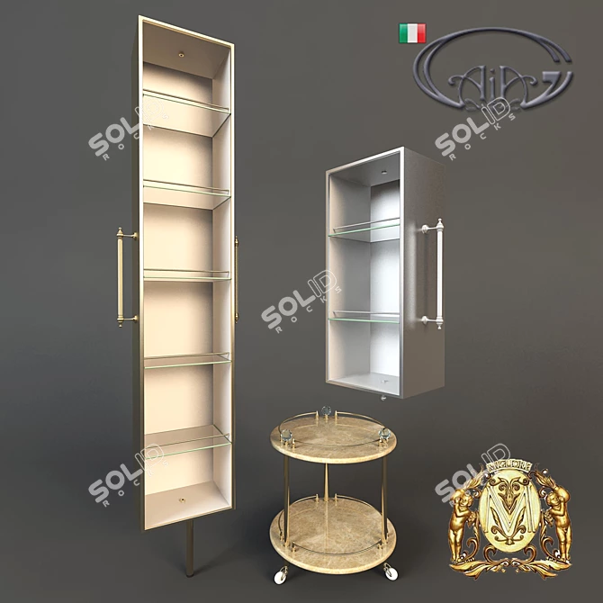 Elegant Bathroom Furniture Set 3D model image 1