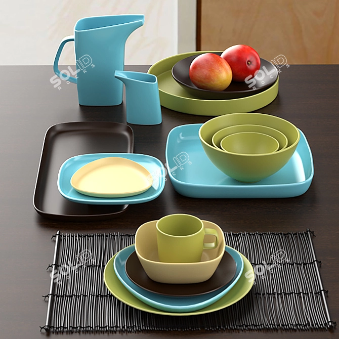 Hoganas Stoneware: Matte & Gloss Glazed Dinnerware 3D model image 1