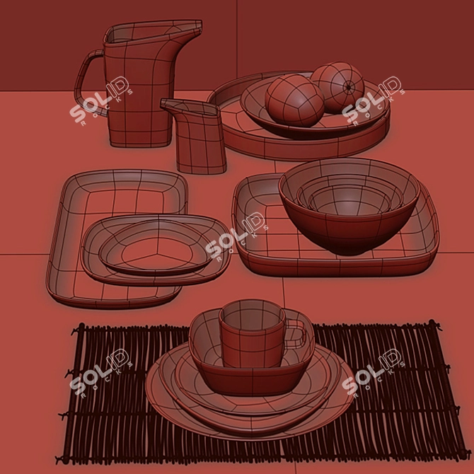 Hoganas Stoneware: Matte & Gloss Glazed Dinnerware 3D model image 2