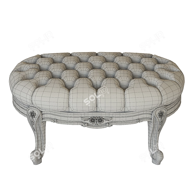 Elegant Cream Pouf with Hand-Carved Details 3D model image 3