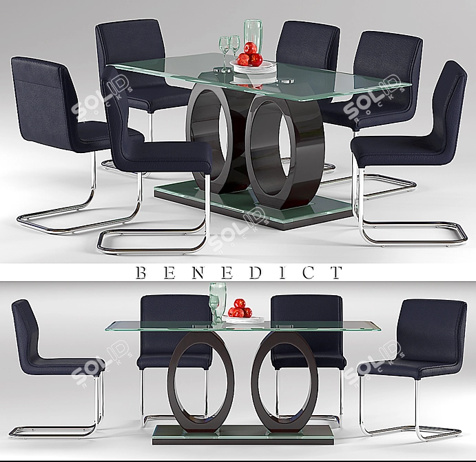 Benedict Dining Table: Stylish and Functional 3D model image 1