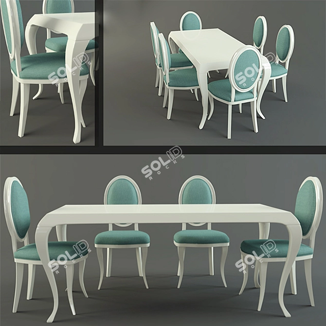 Sleek Unwrapped Fabric Dining Table 3D model image 1