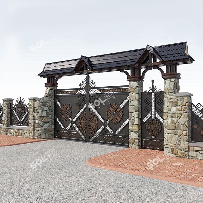 Wide Gate with Gate Section 3D model image 1