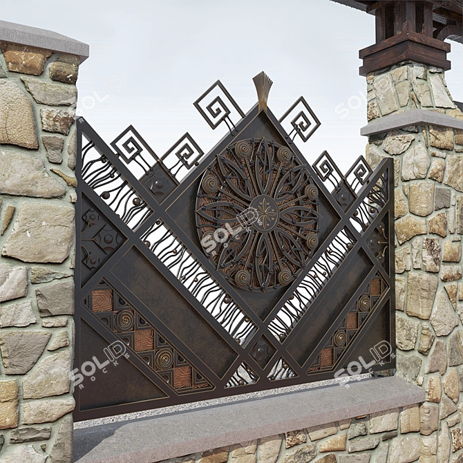 Wide Gate with Gate Section 3D model image 3