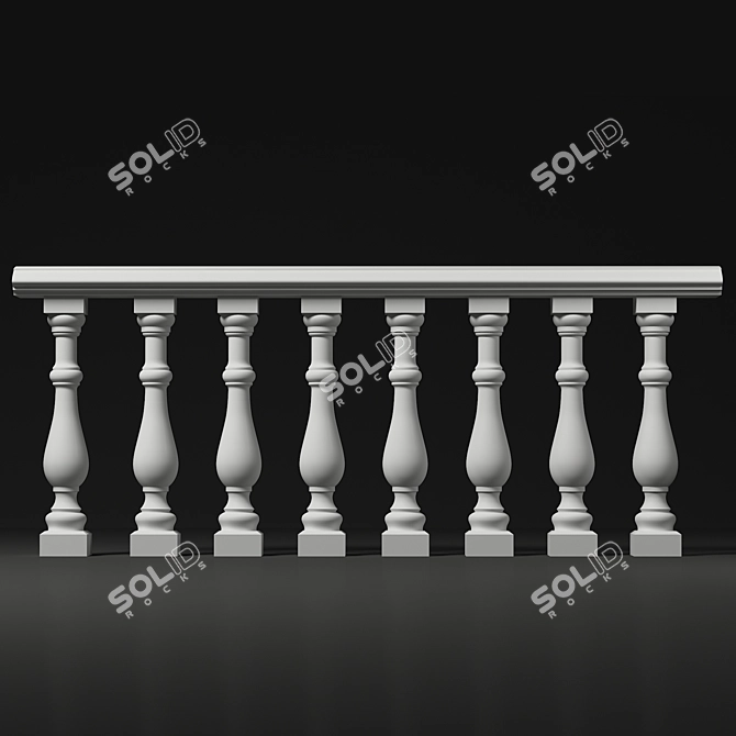 Elegant Classical Balustrade 3D model image 1