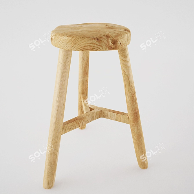 Natural Wood Chair 3D model image 2