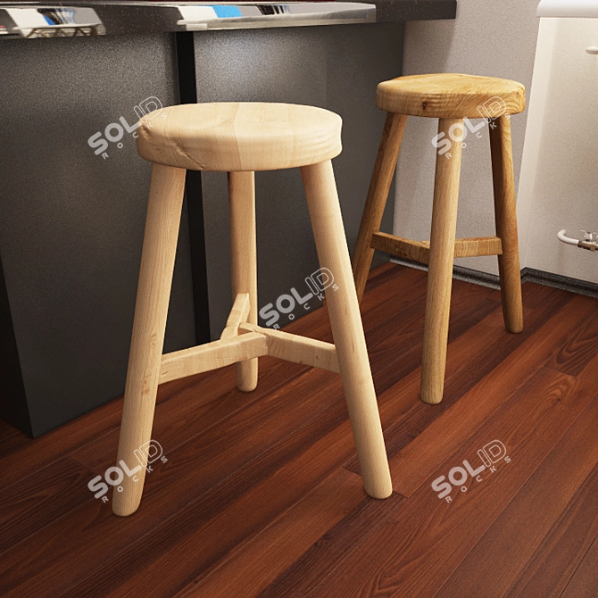 Natural Wood Chair 3D model image 3