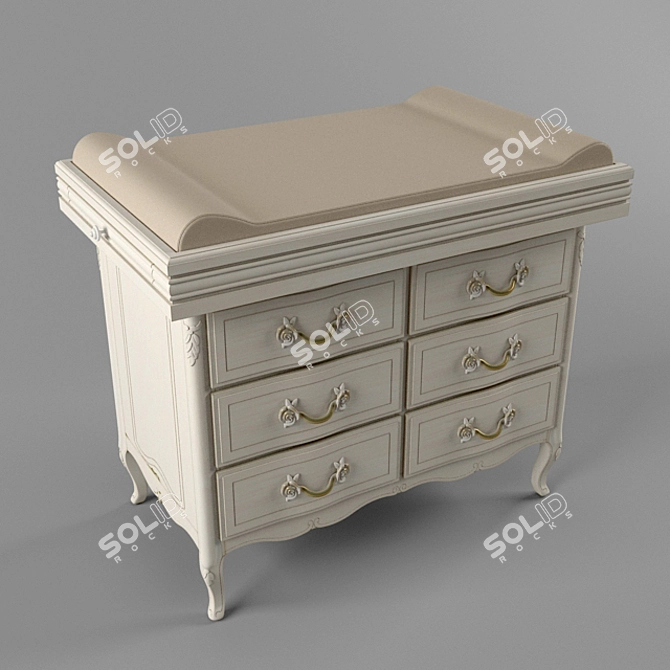 Savio Firmino Antique White Changing Table 3D model image 2