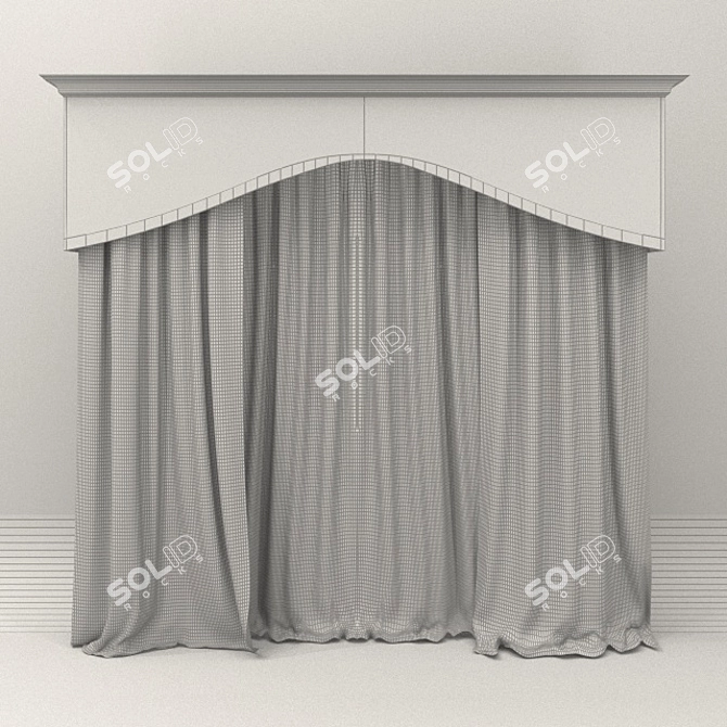 Elegant drapes with valance 3D model image 2