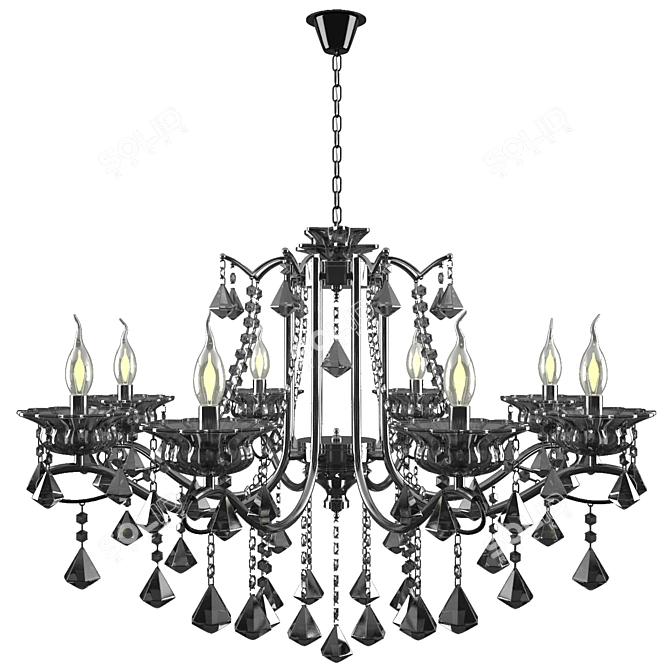 Elegant Black Chrome Chandelier 3D model image 1