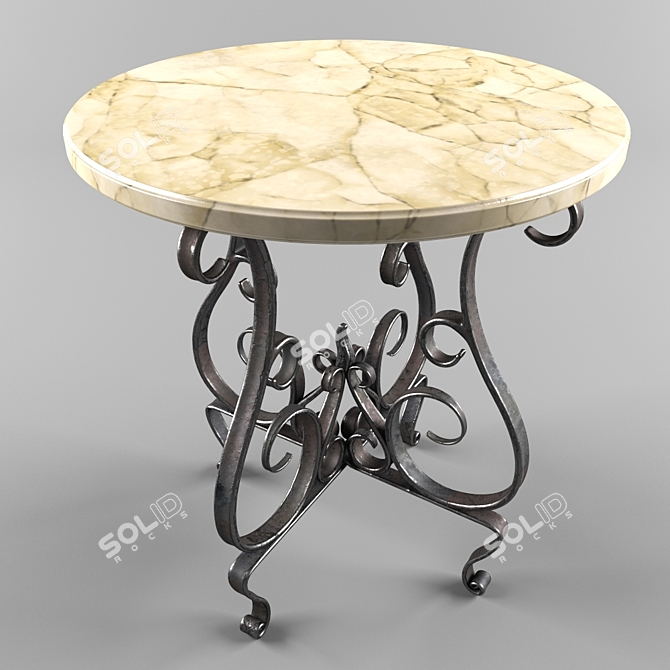 Handcrafted Coffee Table with Elegant Ironwork 3D model image 1