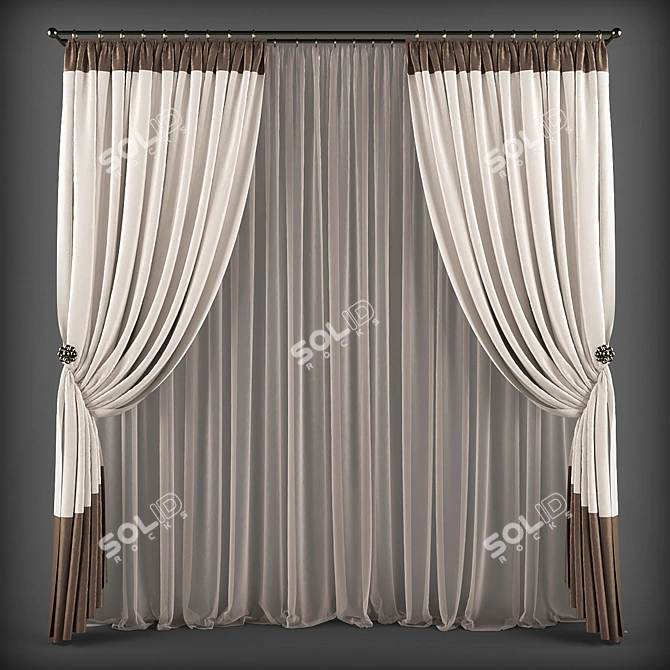 Modern Style Curtains 3D model image 1