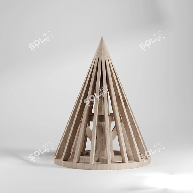Wood Cone Maquette: Unique Decor Element 3D model image 1