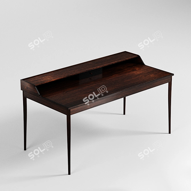 Vintage Wood Table 3D model image 1