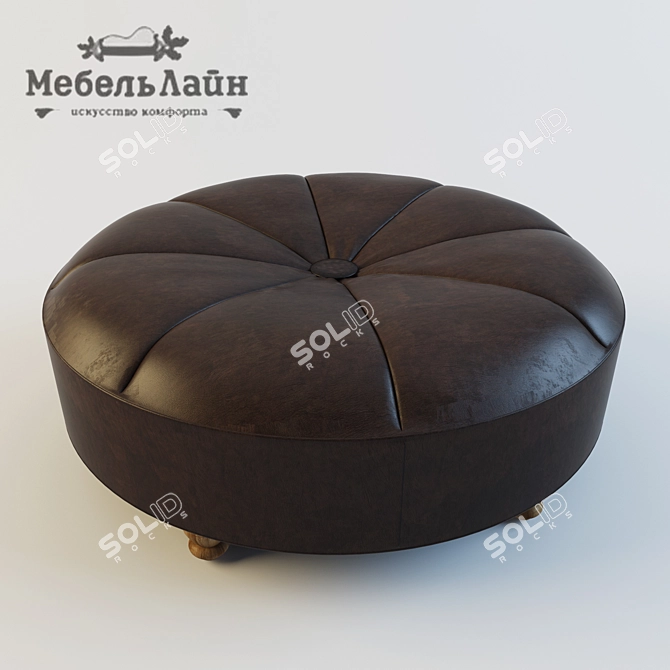 Elegant Leather Round Ottoman 3D model image 1