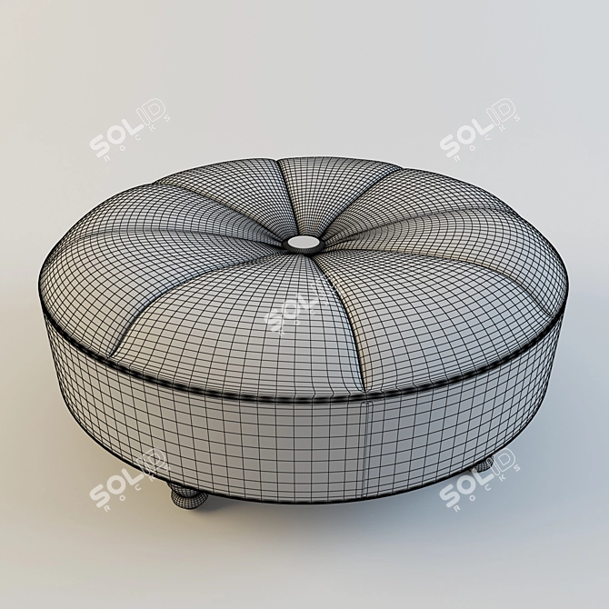 Elegant Leather Round Ottoman 3D model image 2