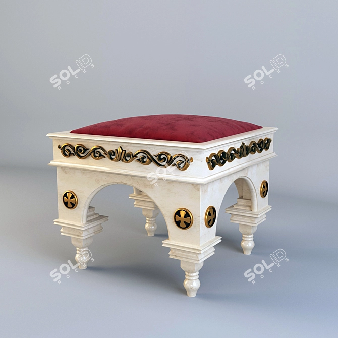 Classic Stool with Soft Seat 3D model image 1