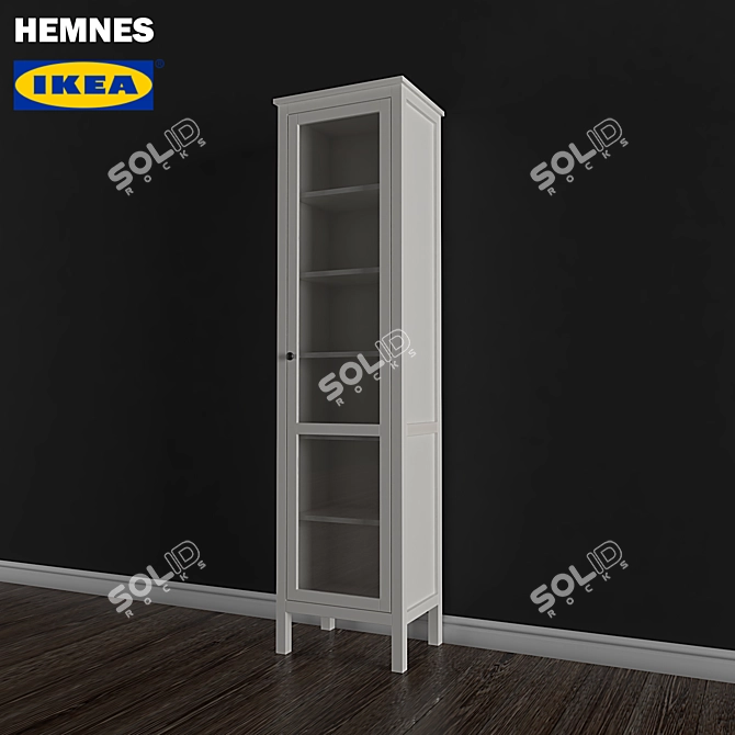 HEMNES White Stain Display Cabinet 3D model image 1