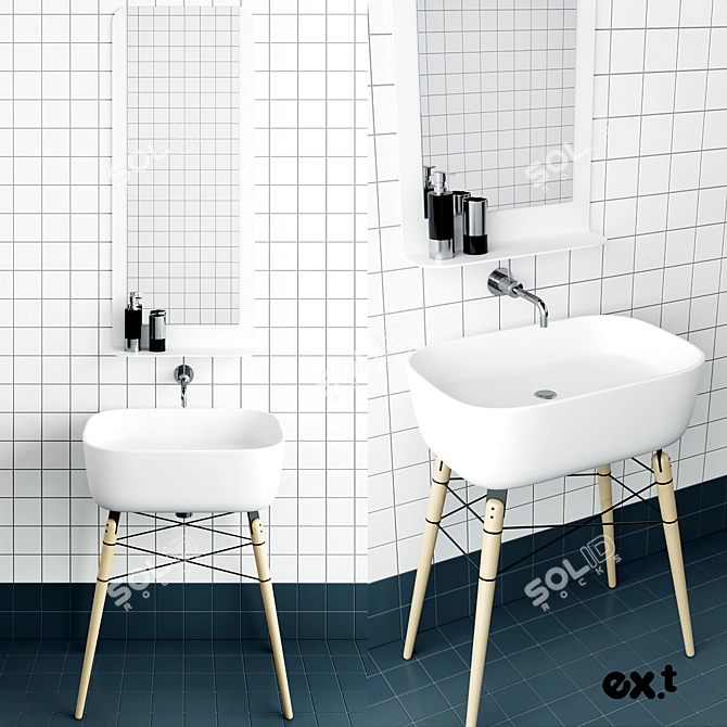 RAY Ex.t Washbasin: Sleek Design, Perfect Size 3D model image 1